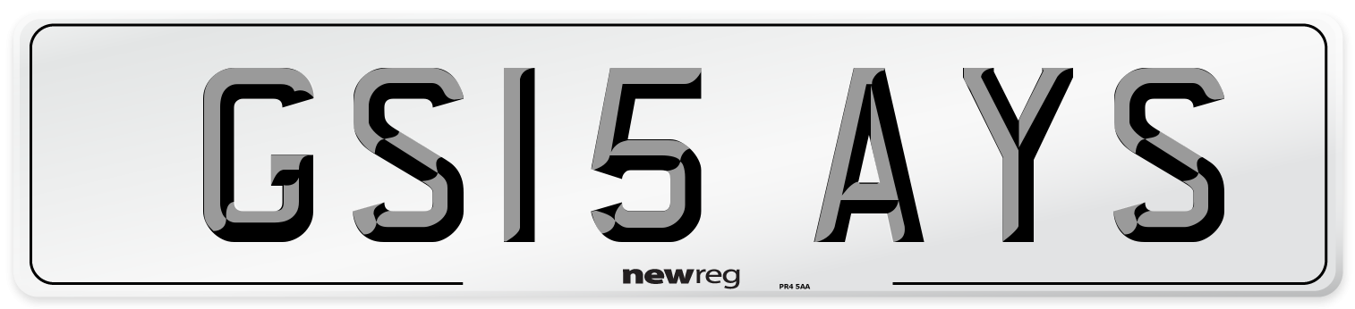GS15 AYS Number Plate from New Reg
